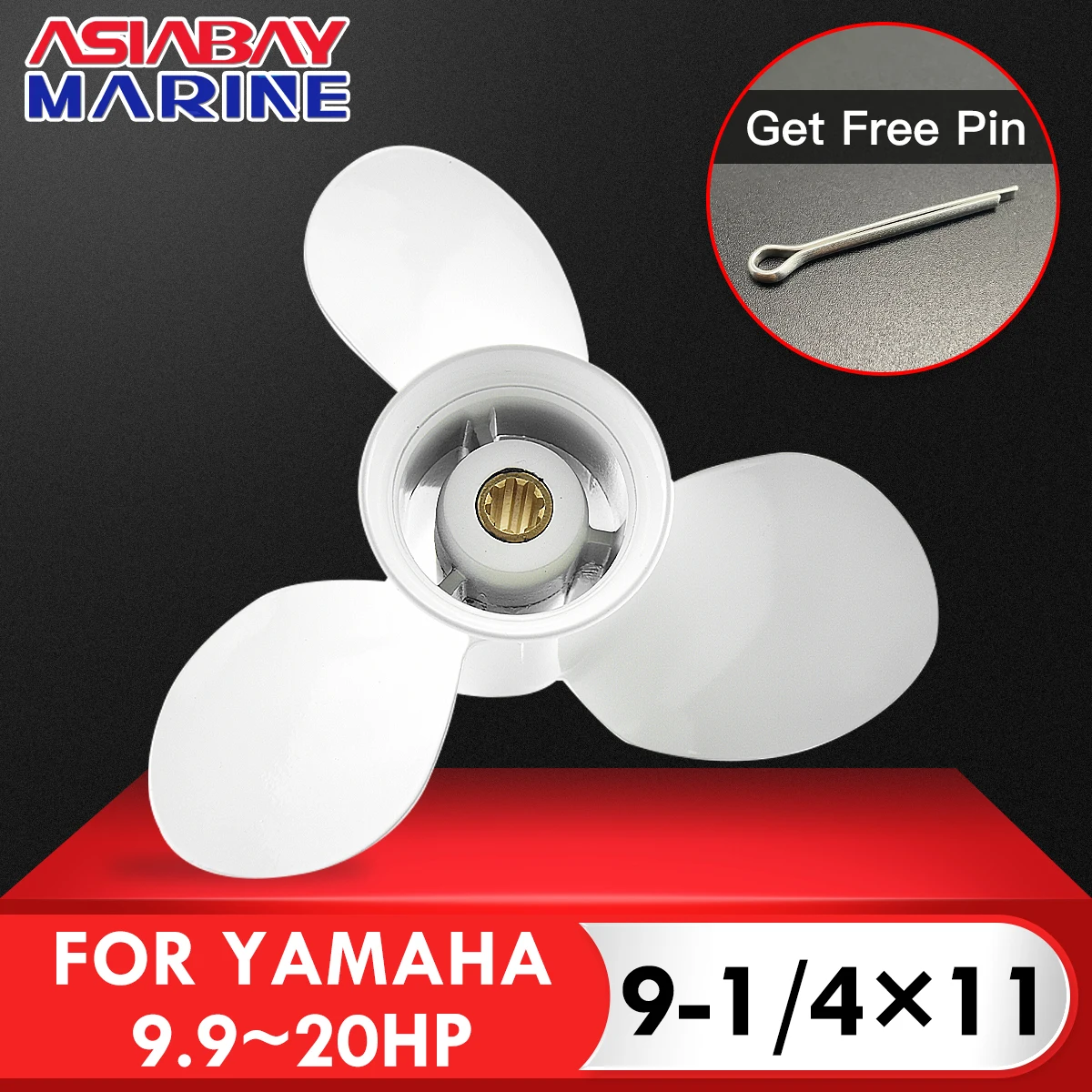 For Yamaha 9.9hp 15hp 20hp Outboard Propeller 9 1/4*11 Boat Motor Aluminum Alloy Screw Ship Marine Engine Parts 3 Blade 8 Spline