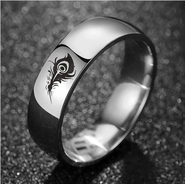 Fashion LOL Game Lover\'s Ring Rakan and Xayah Couple Rings Titanium SteelStainless Steel Feather Ring Valentine\'s Day Gift Ring