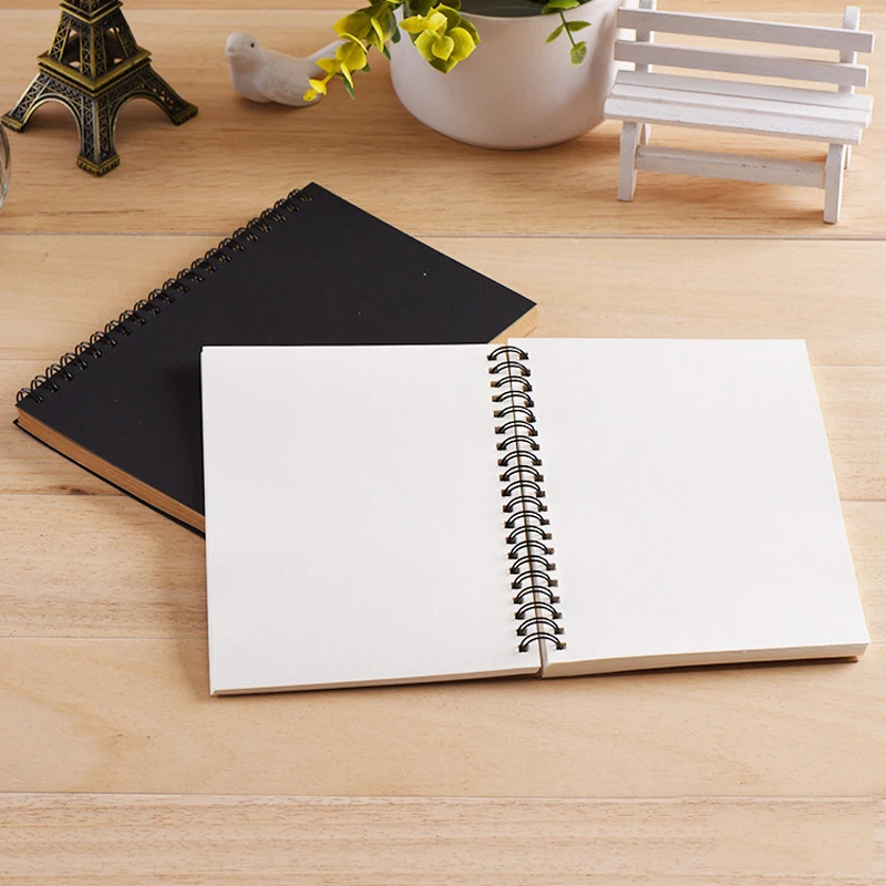 Cute Small Sketchbook Notebook for Drawing Painting Graffiti Soft Cover Black Paper Sketch Diary Book Memo Pad Office School