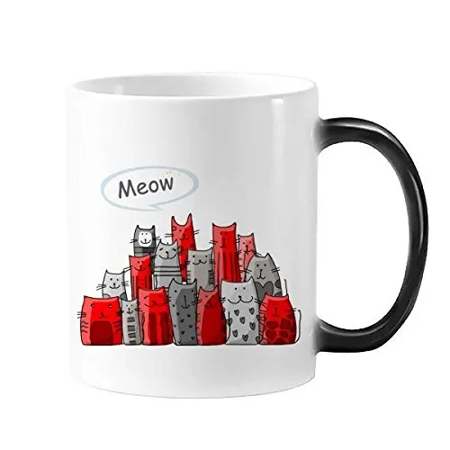 

Cartoon Cute Cat Meow Protect Animal Pet Lover Morphing Heat Sensitive Changing Color Mug Gift Milk Coffee With Handles 350 ml