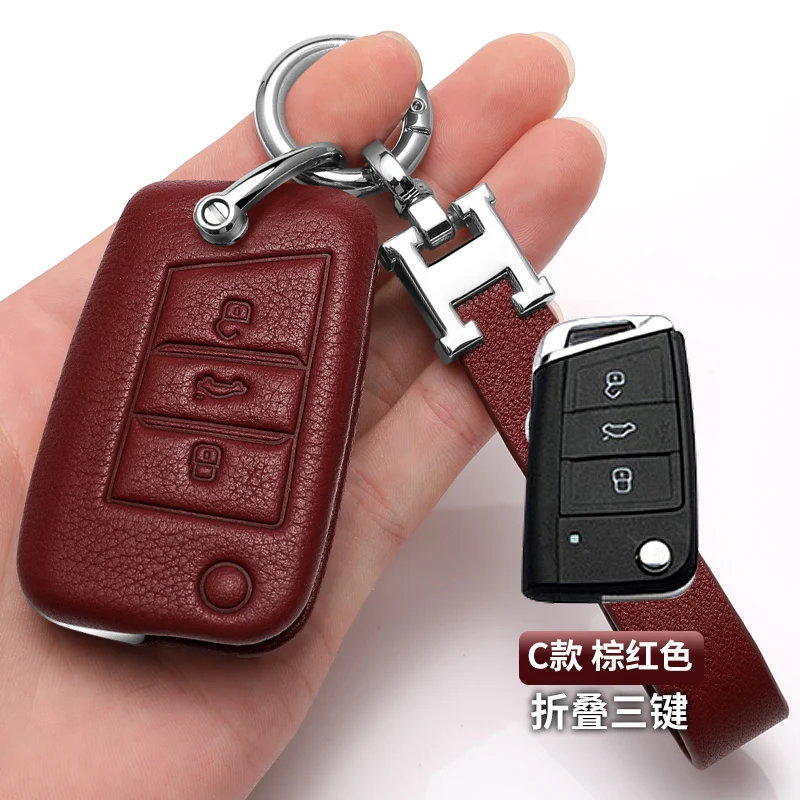 

High-Quality Leather Car Smart Key Case Cover for Skoda Octavia Kodiaq Superb Karoq Superb Kamiq Car Accessories