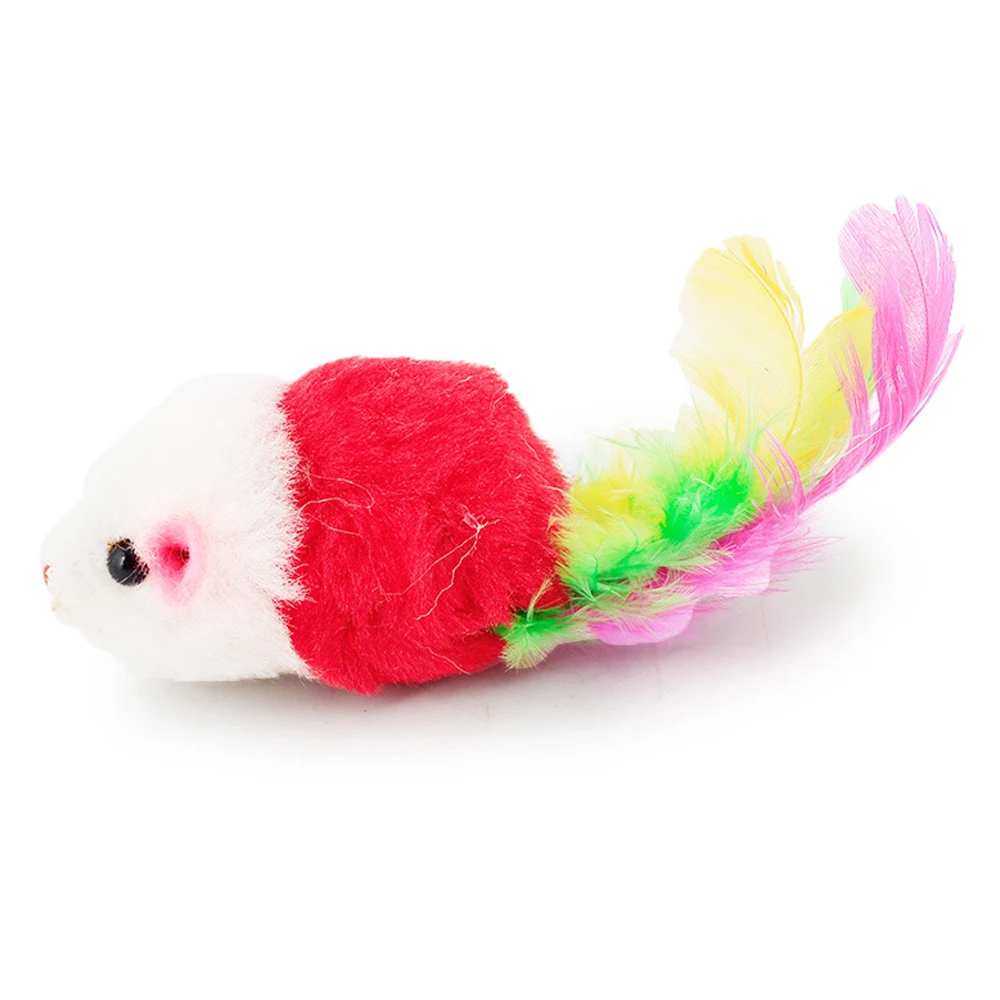 3/6 pcs Funny Cat Interactive toys False Mouse Pet Cat Toys  with Colorful Feather Plush Mini Mouse Toys