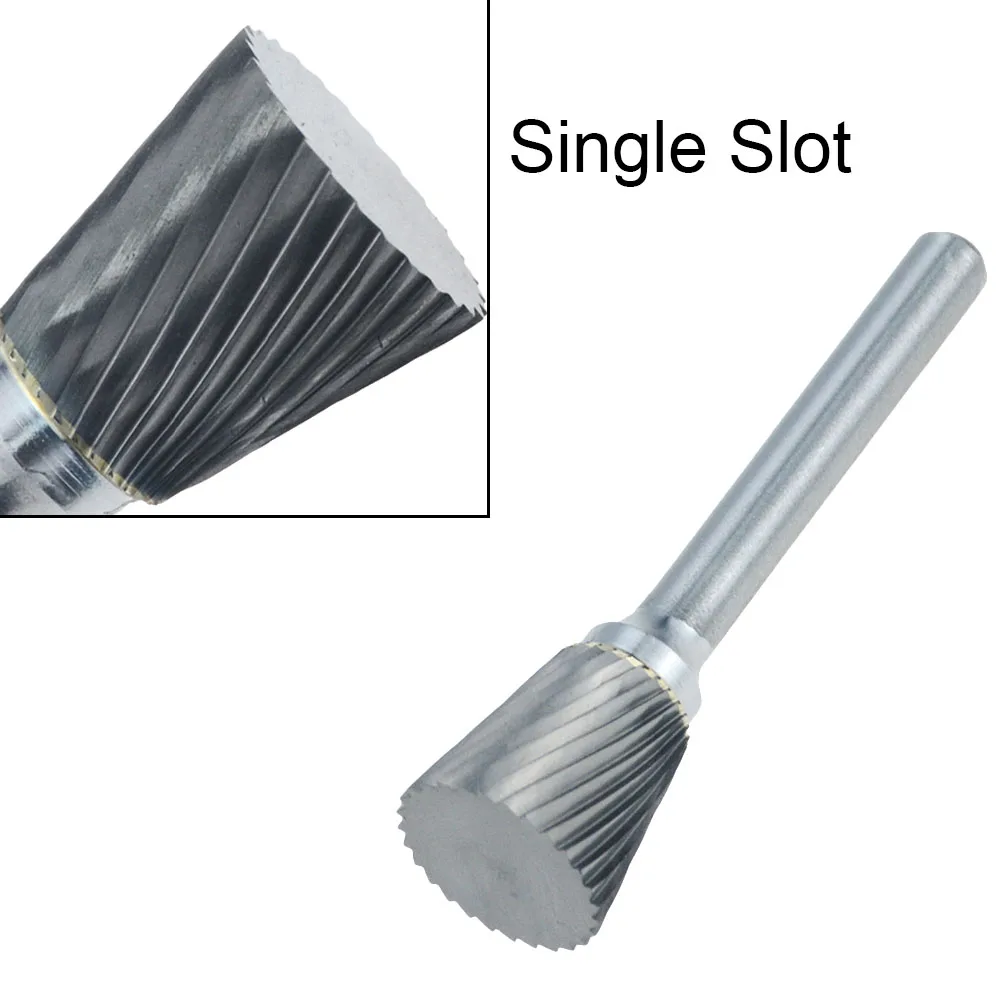 1PCS N-Type Single Slot Inverted Cone Shape Alloy Rotary FileHard Metal Grinding Head Milling Cutter Tungsten Wood Carving Tool