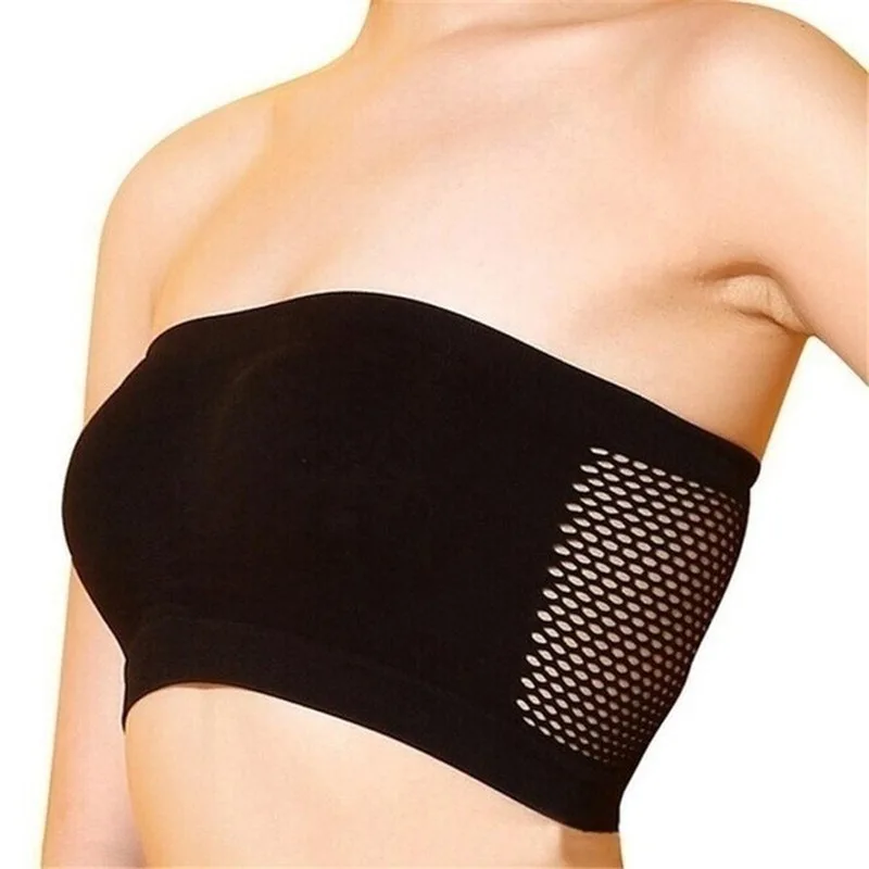 Fashion Women Chest Wraps Tube Tops Plus Size Seamless Strapless Soft Anti Expose High Elastic Mesh Wrapped Invisible Strapless image 3