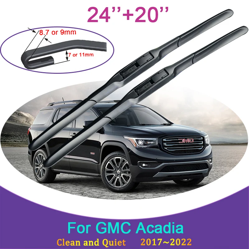 

for GMC Acadia 2017 2018 2019~2022 Model Frameless Durable Rubber Wiper Snow Scraping Front Windshield Brushes Car Accessories