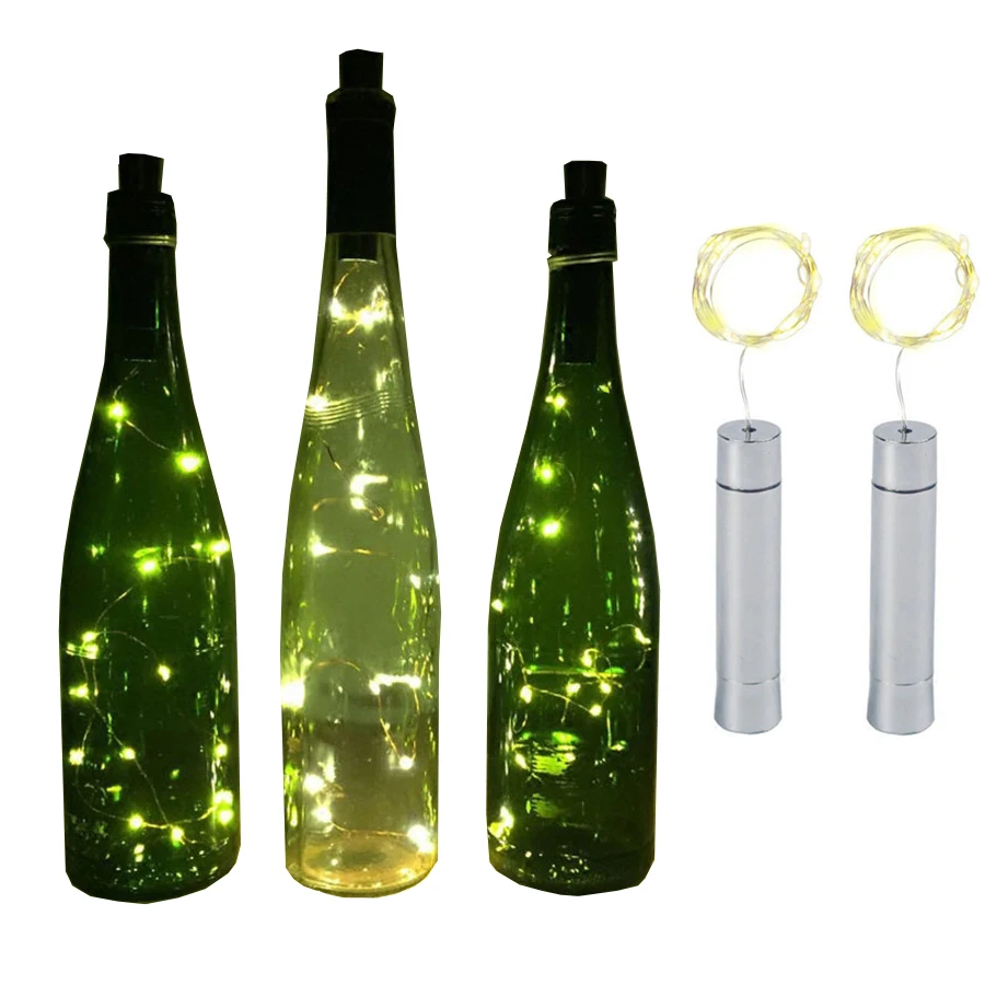 10PCS 2M Wine Bottle String Light Copper Wire Bottle Cork Stopper Fairy Garland Light Colorful Fairy Mini String Lights