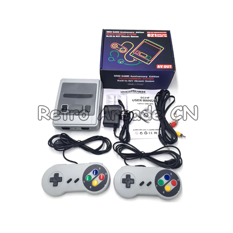 NES Classic Knock Off Console Cool Baby 8 Bit 600 621 Games in 1 AV HDMI output with Wired Gamepad for SNES Family TV Game