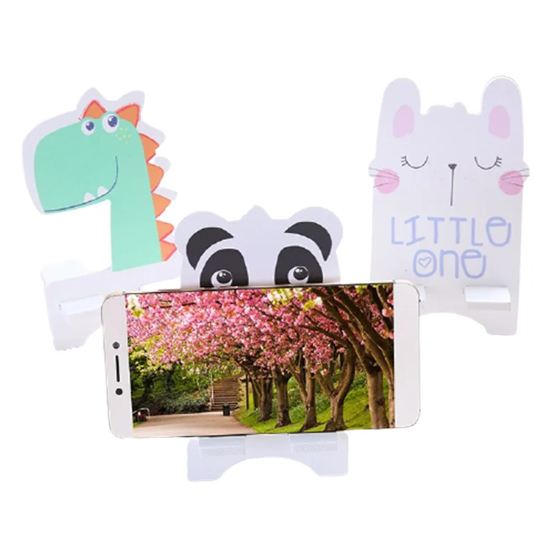 1Pcs Cartoon Wooden Animals Series Mobile Phone Racks Convenient Practical Lazy Desktop Bracket Cell Phone Storage Holders