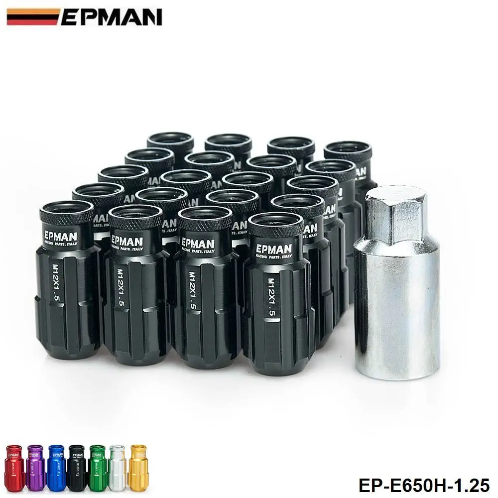 Jdm Racing Style Aluminiowe nakrętki zabezpieczające 20 szt. z kluczem 12x1,25 do Nissan Subaru Suzuki Nakrętki kół EP-E650H-1.25