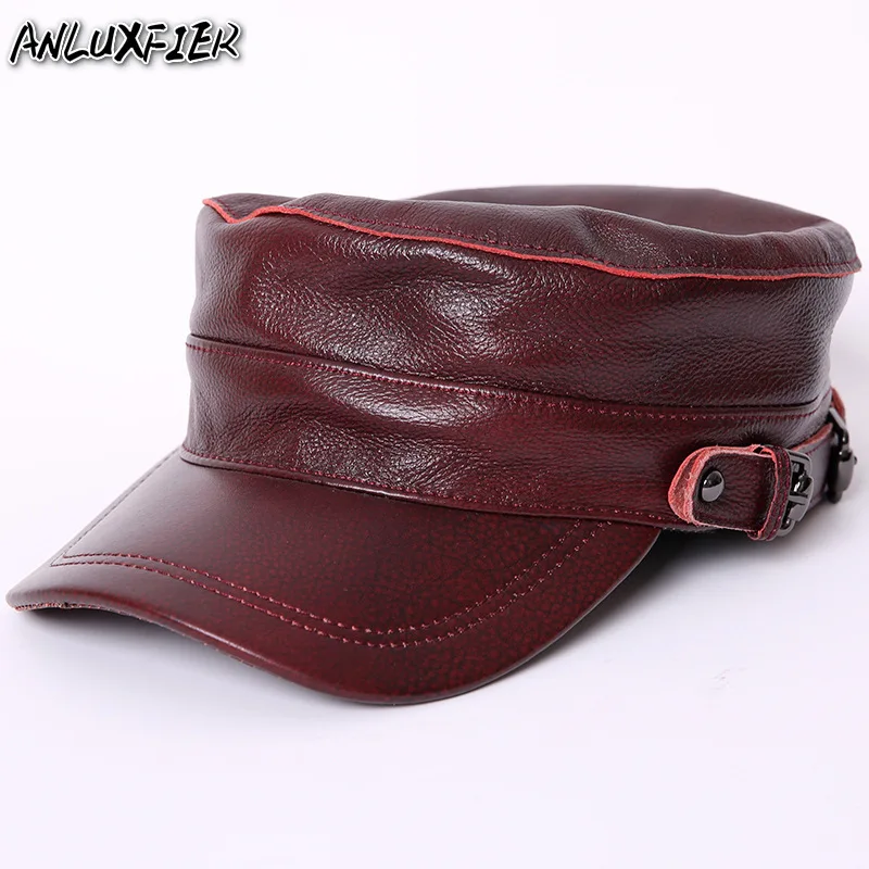 

B-7282 Male Genuine Leather Hats Men's Winter Warm Leather Hats Adult Leisure Natural Skin Caps Adult Natural Skin Baseball Cap