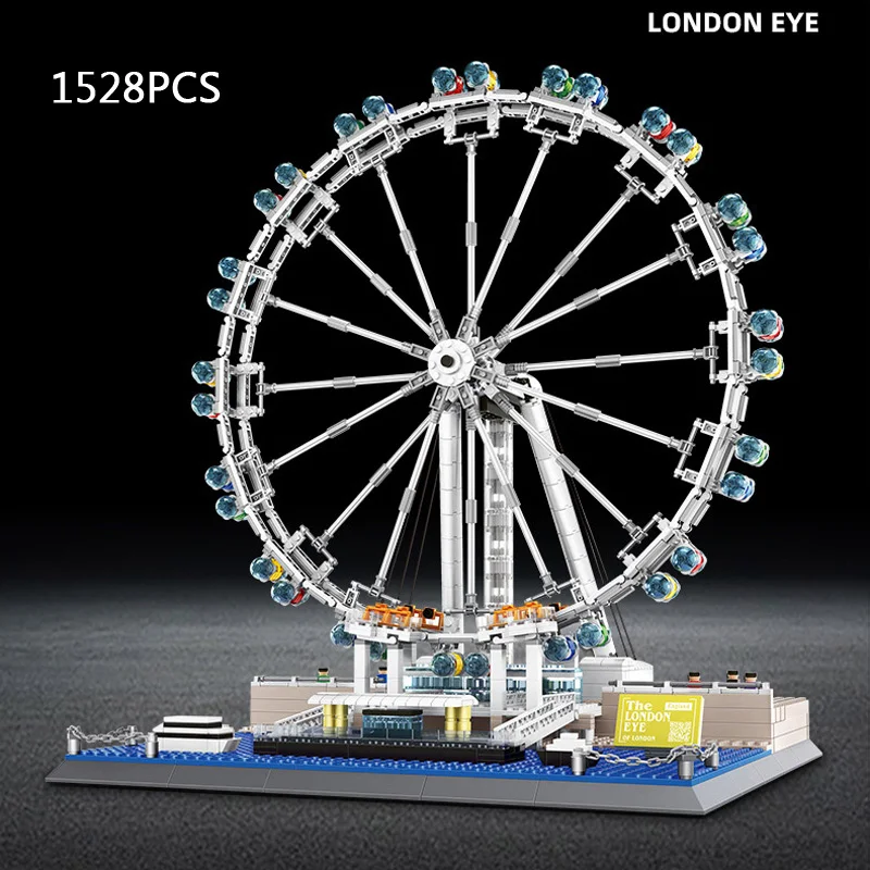 Berühmte Stadt moderne Architektur Britisch England London Auge Baustein Riesenrad Bau Modell Ziegel Spielzeug Sammlung