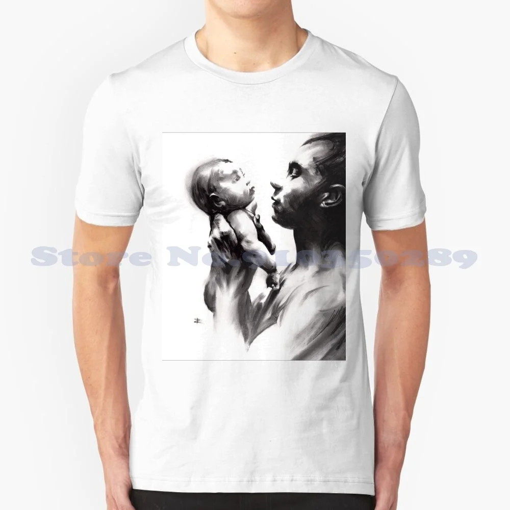 Shadowtwister , Reflections Conté Drawing 100% Cotton T-Shirt Fine Art By Paul Davenport Emotion Emotive Holding Reflection