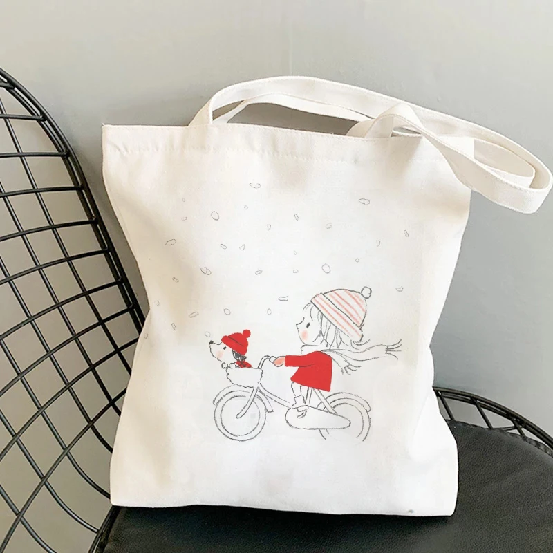 Mafalda-Bolso de compras con estampado de Mafalda, bolsa de hombro, de lona, de gran capacidad, para Universidad, triangulación de envíos