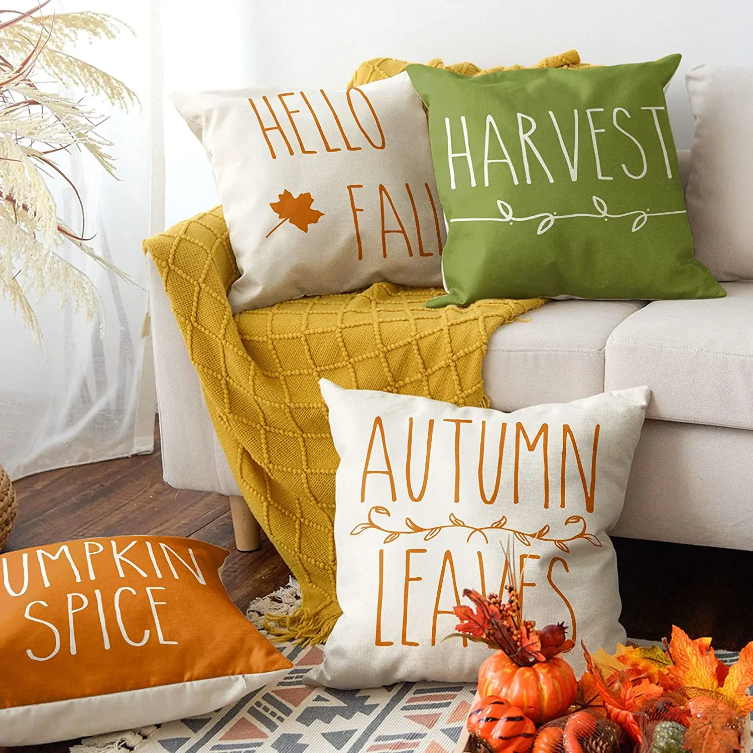 

CANIRICA Thanksgiving Pillow Cover Pumpkin Cushion Cover Farmhouse Decor Pillow Case Fall Home Decor Sofa Car Kussenhoes