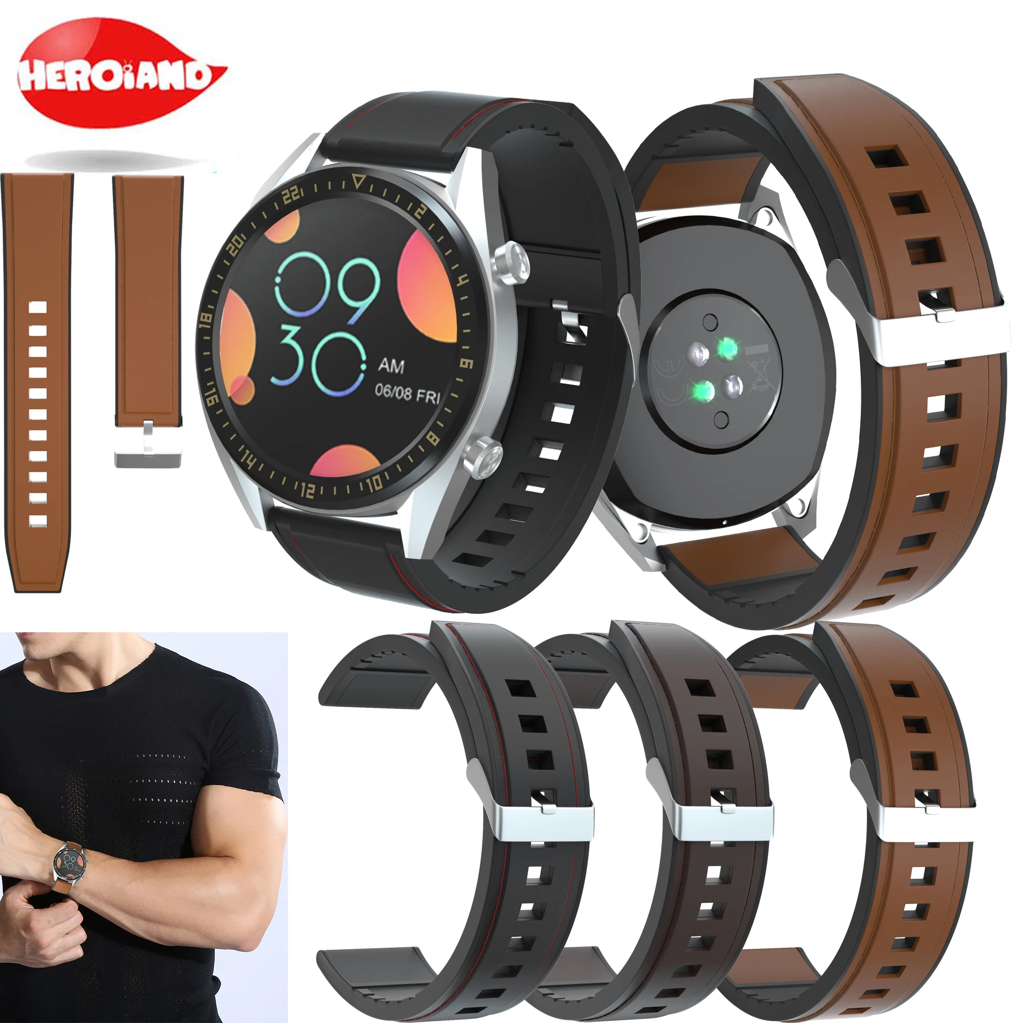 New For Huawei Watch GT 2 / Pro / 2E / GT 46mm Strap Genuine Leather Band 22mm Watch Strap GT2 gt2e Bracelet Watchband Wristband