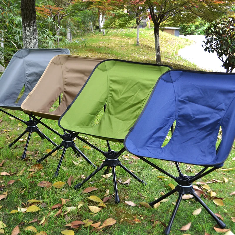 Silla de Camping plegable portátil al aire libre 360 giratoria, pesca barbacoa caza senderismo playa mochilero