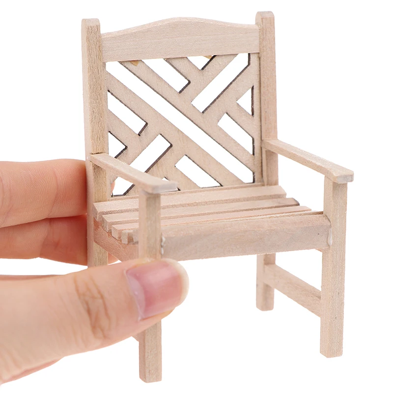 Mini banc décoratif de jardin, meubles de maison, chaise, tabouret, ornements, accessoires en bois, jouets de bricolage, 1 pièce