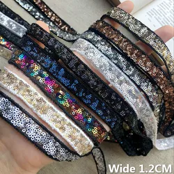 1.2 CENTIMETRI di Larghezza Colorful Glitter Cucire A Mano Sequins In Rilievo Del Merletto Del Nastro Appliques Neckline Del Collare Trim Busto Del Vestito FAI DA TE Guipure Forniture