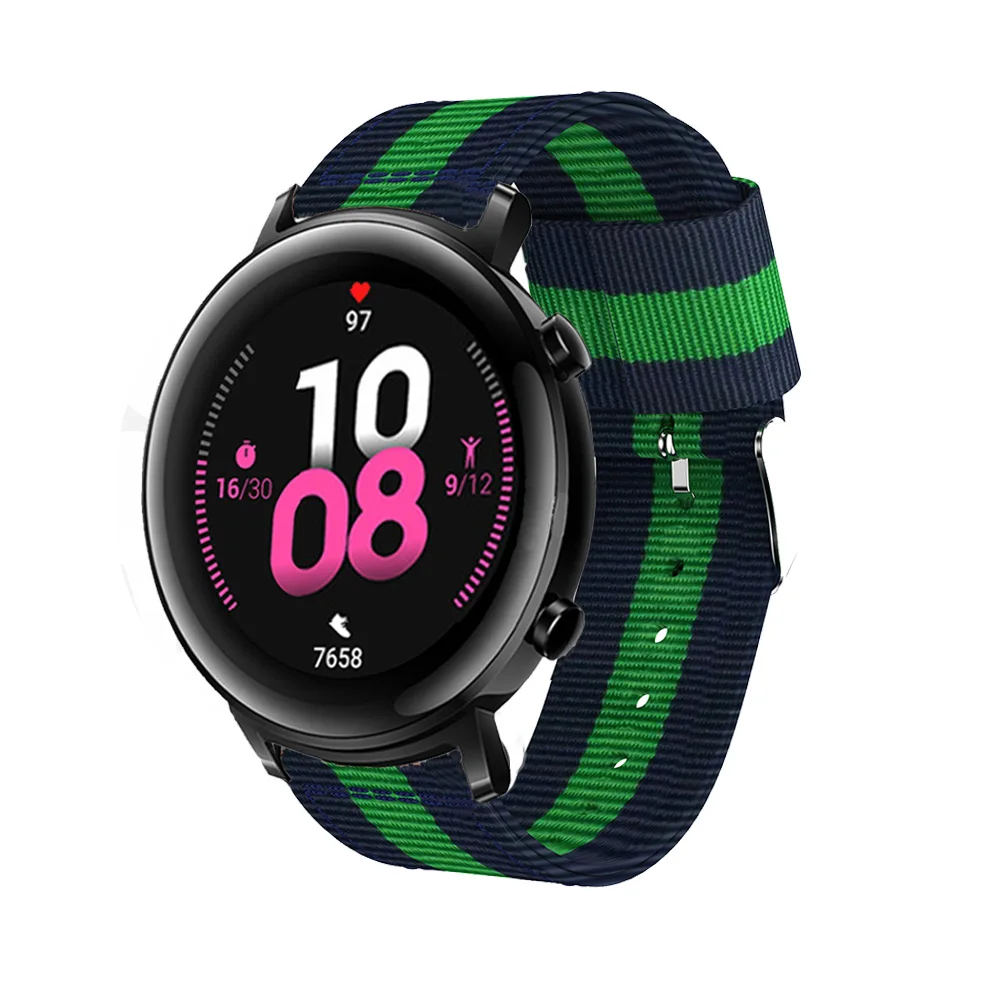 교체 손목 밴드 스트랩 20mm 22mm 시계 밴드 손목 스트랩 팔찌 화웨이 관찰 GT 2 46mm 42mm GT2 나일론 벨트