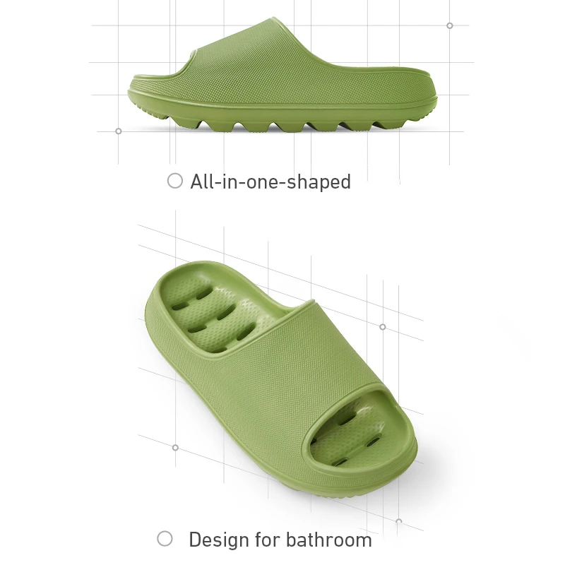 UTUNE Women Slippers Bathroom Summer Indoor Home Slides Leaking Household Bath Slipper Men Fast Leak Platform Sandals Green