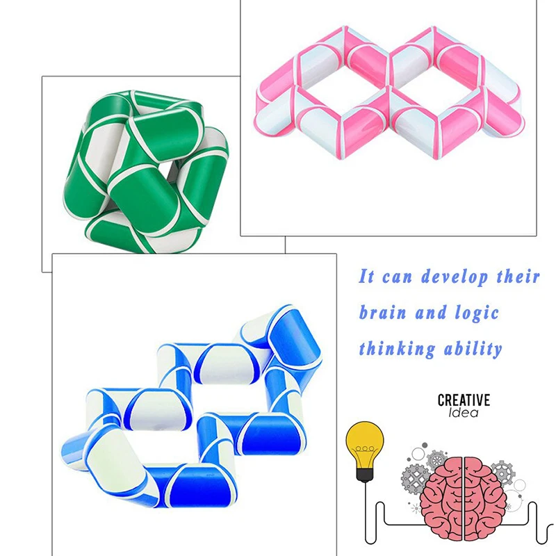 Rompecabezas 3D plegable de serpiente de regla mágica, juguete Fidget de 24 segmentos, Transformable regla, cubo antiestrés, juego educativo para