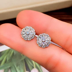 Huitan Silver Color Small Flower Stud Earrings for Women Wedding Jewelry Chic Ear Accessories Female Earrings Daily Collocation