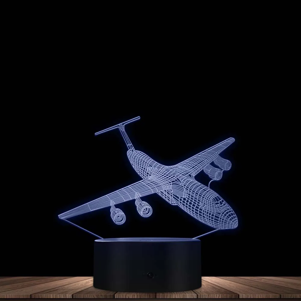 3D Effect Airplane Design Optical illusion Novelty Night Light Pilot Gift for Men Captain Plane Lover Modern Decor Table Lamp