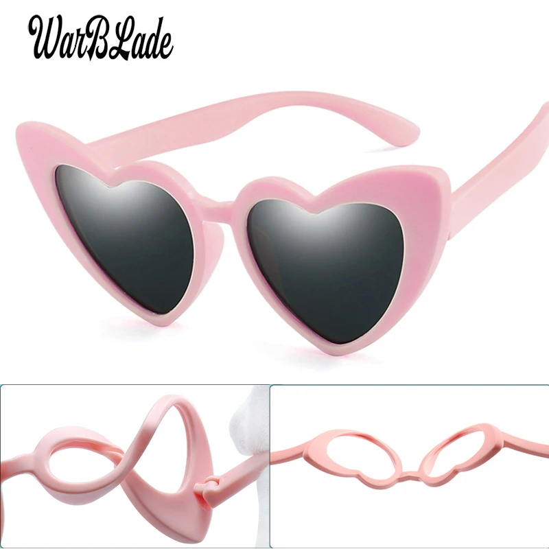 

Cute Heart LOVE Shapes Children Sunglasses Baby Kids Polarized Sun Glasses Flexible Soft Rubber Frame Boy Girls Glasses With Box