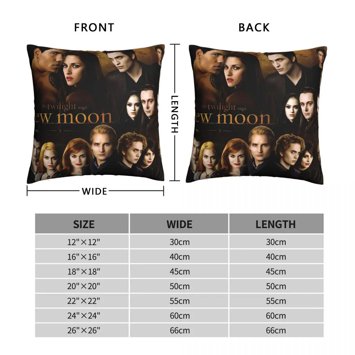 Edward Bella Jacob Black Square Pillowcases Couch The Twilight Saga Breaking Dawn Cushion Case Cute Throw Pillow Case 40*40