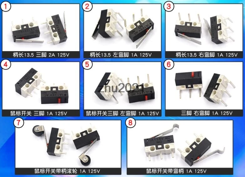 10Pcs SPDT 1NO 1NC Snap Action Micro Limit Switch Roller Arm Subminiature