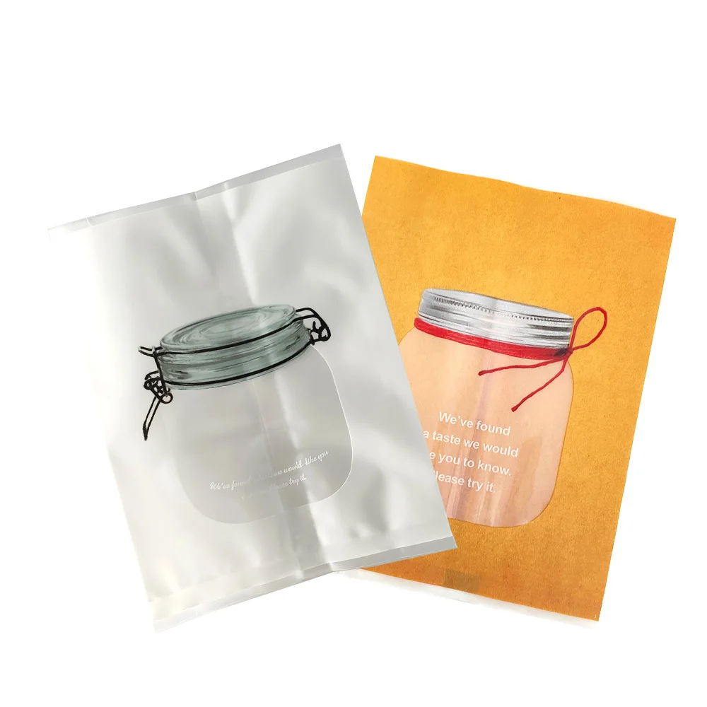 Mylar Storage Bags with Clear Window,Vacuum Seal Cookie Package Bags, Plastic Bags,Jar Printing,Flat Tear Notch Pouches,Matte PP