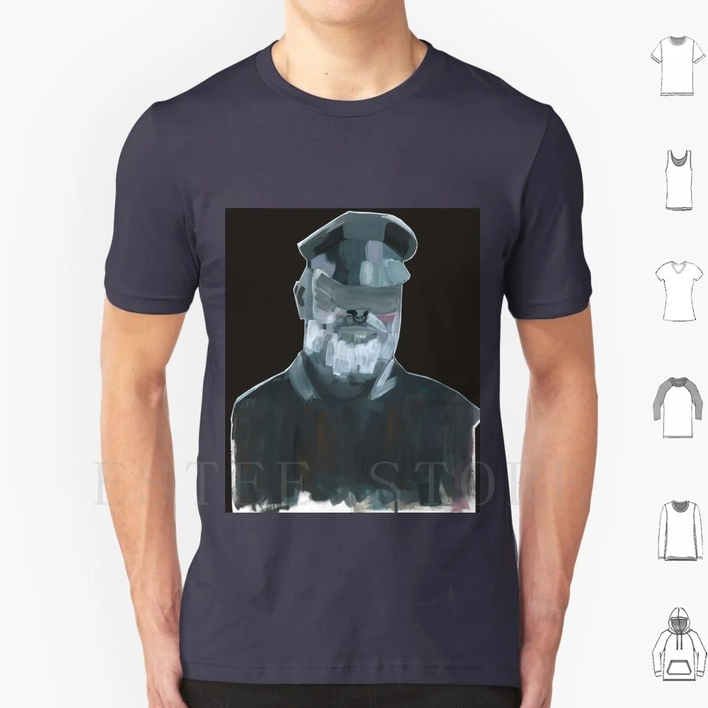 Police Officer T Shirt Men Cotton 6xl Police Officer Portrait Antrazith Black Dark Police Man Beard Piercing Grey