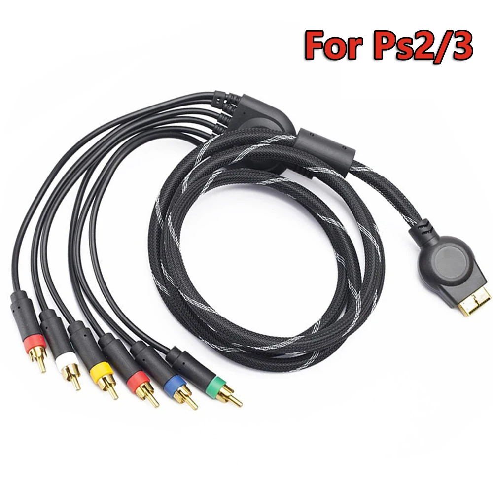 Multi Component 6 Heads Av Out 1.8m Braided Video Cables for Playstation 3 Ps3 Ps2 Game Controller Connect Tv Sound Cable