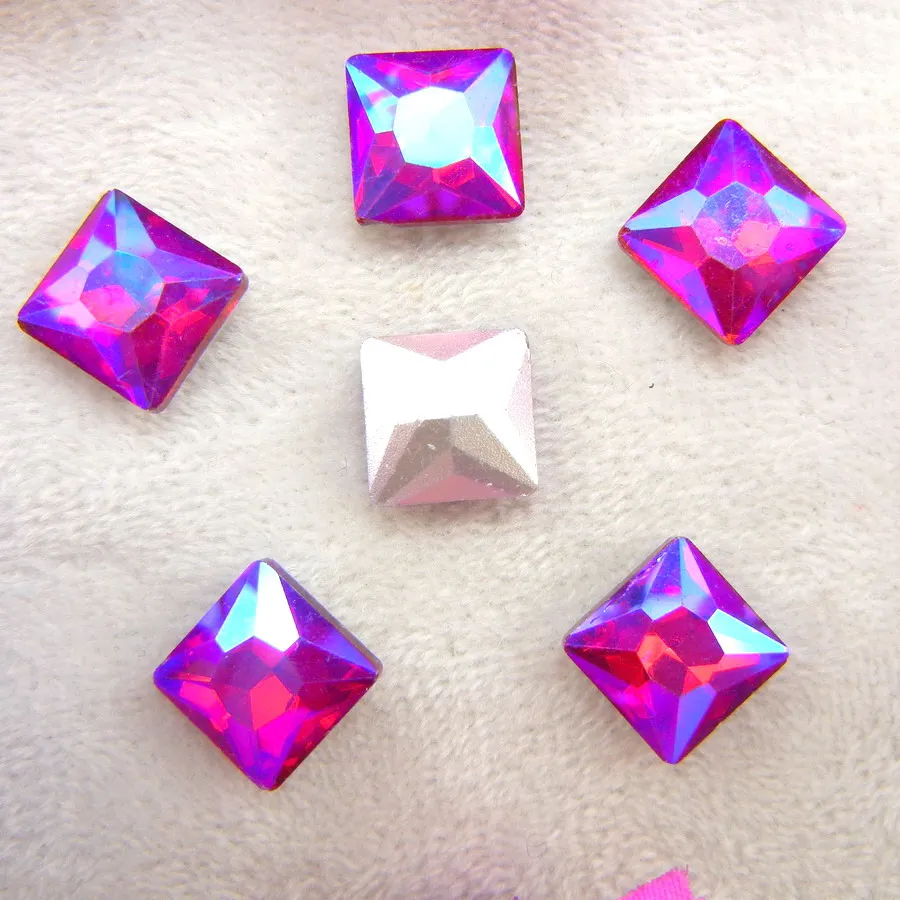 AB Farben 8mm 10mm 12mm Ausgefallene Quadratische Form Klebe-Glaskristalle Strass Handwerk Ornament Zubehör DIY Verzierung – Detail 9