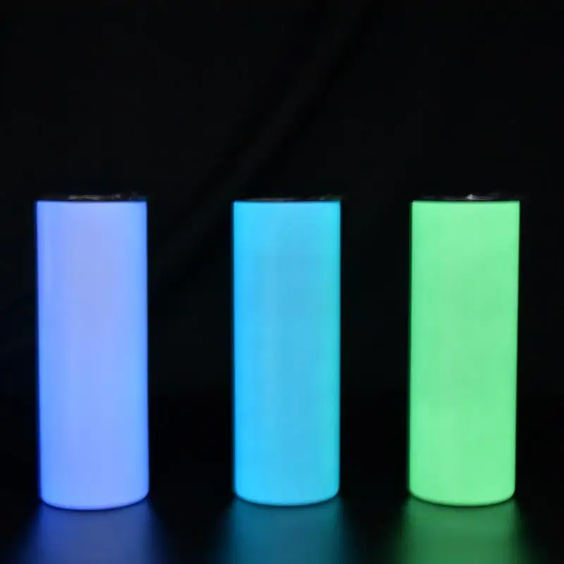 10pcs/Lot Creative 20oz DIY Sublimation Glow In The Dark Luminous Straight Skinny Tumbler Paint Stainless Steel Magic Bottle