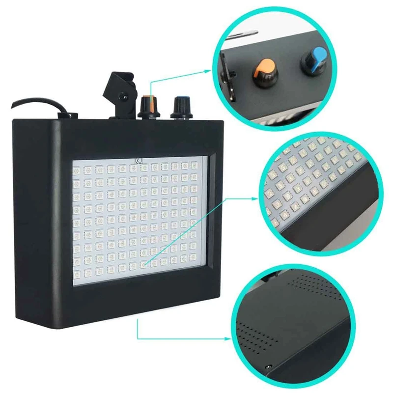 

180 Leds Strobe Flash Light Portable 35W Rgb Remote Sound Control Strobe Speed Adjustable For Stage Disco Bar Party Club(Eu Plug