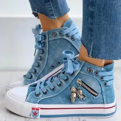 Spring/Autumn Casual Shoes Trainers Walking Skateboard Lace-up Shoes Femmes Women Fashion Sneakers Denim Canvas Shoes