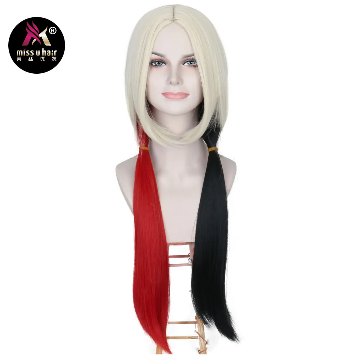 Miss U Hair Long Straight Blonde Red Black Wig Women Clown Heat Resistant Cosplay Hairs for Halloween Costume