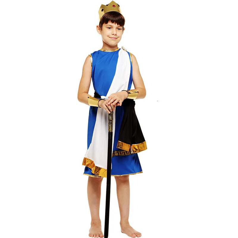 Carnaval Party Halloween Kostuums Voor De Kleine Jongen Koning God Van Zeus Kostuum Kind Fantasy Cosplay Kleding Jurk Samen