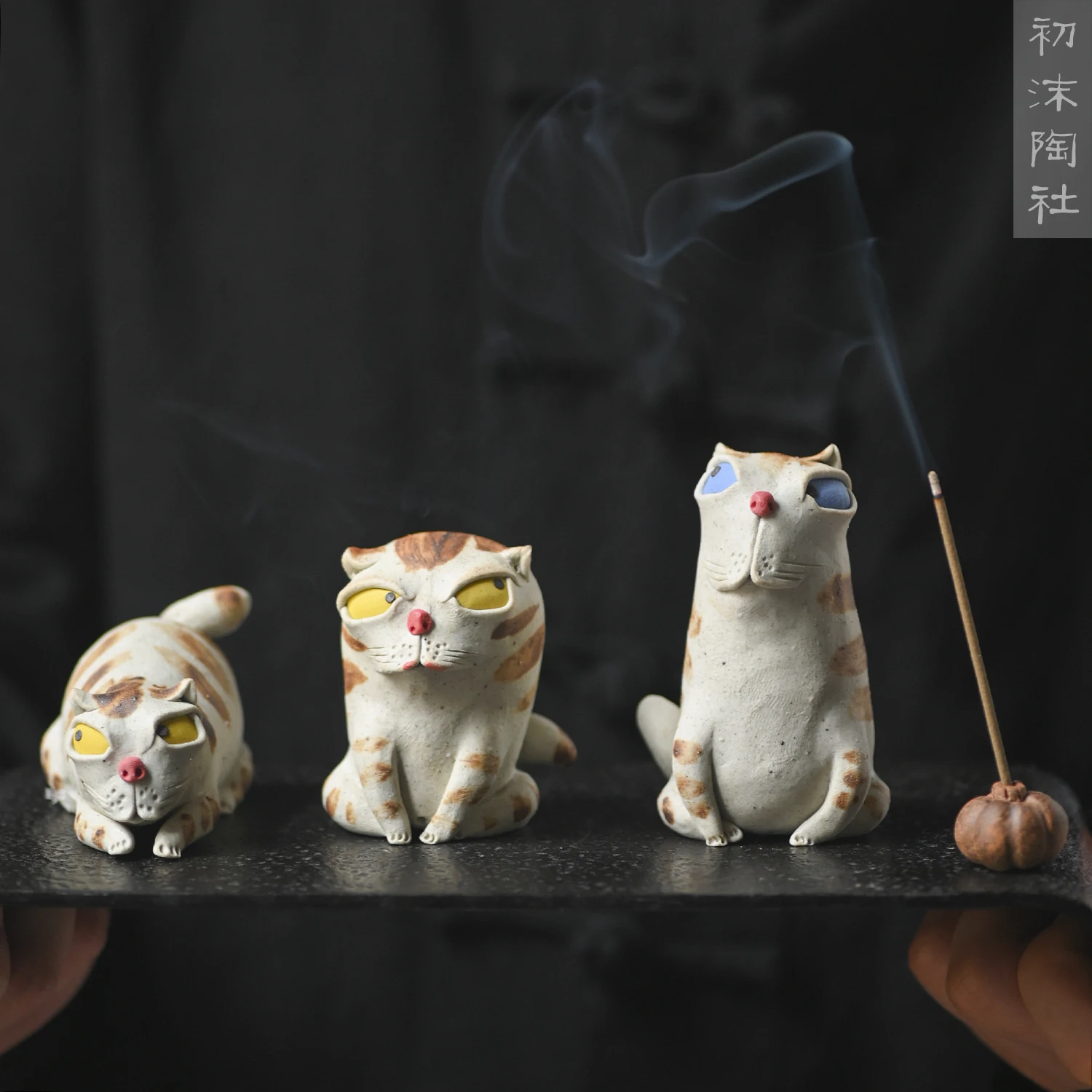 ★of the jingdezhen ceramic coarse pottery manual hand-painted tea pet cat tea place to live in a strange incense