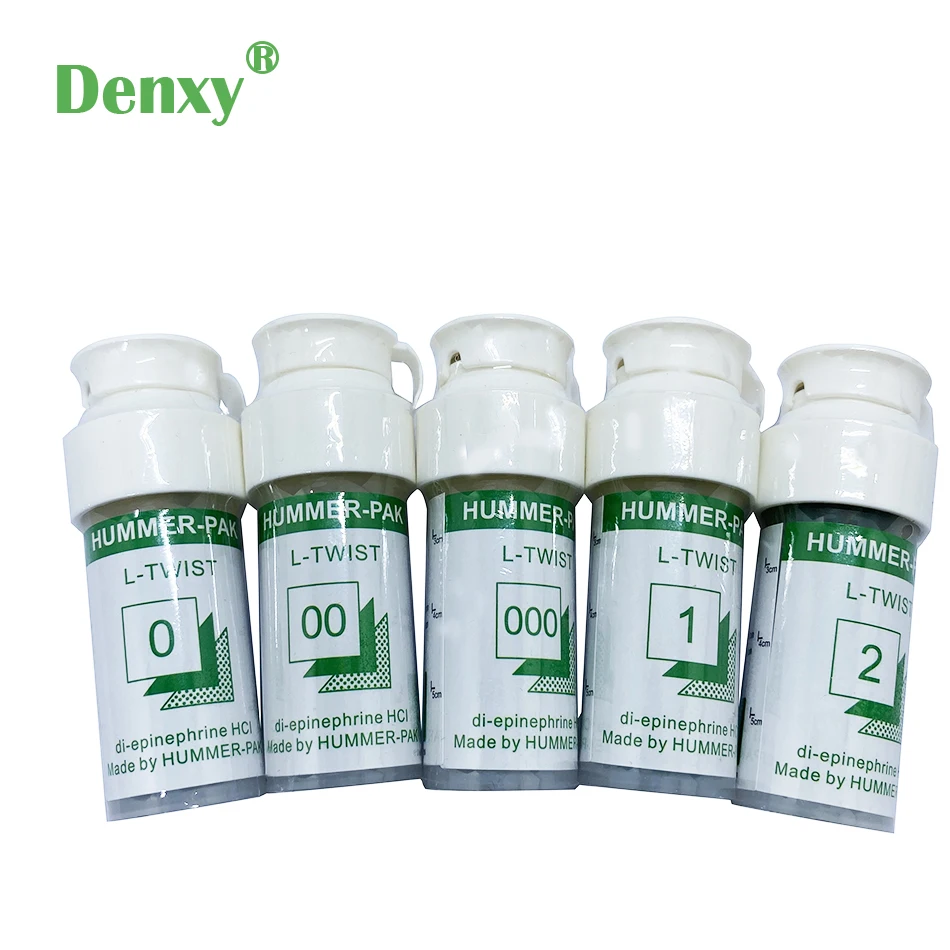 Denxy-cordón de retracción Dental de alta calidad, hilo Dental desechable, cordón de algodón de punto, cuidado bucal, 5 botellas