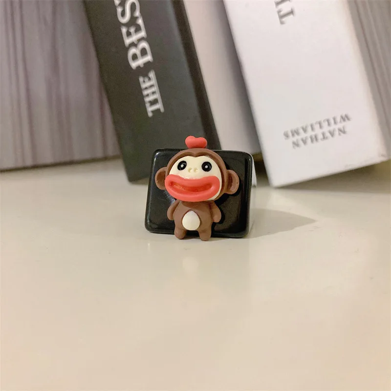 Acrylic chunky rings for teenage egirls funny creative cartoon rings monkey frog animal plastic resin jewelry for kids dropship