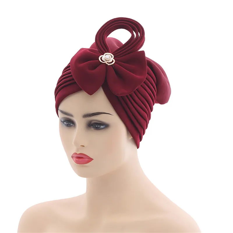 Handgemachte nigerianische Hochzeit Gele afrikanische Auto Gele Headtie muslimische Turban Kappe arabische Indien Hut weibliche Kopf Wraps Turbante Mujer – Detail 3