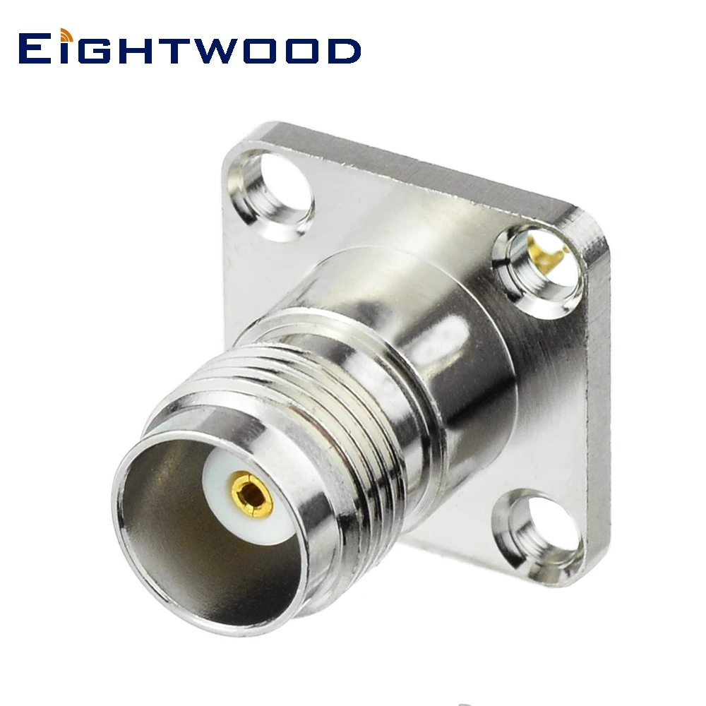 Eightwood 5PCS TNC Jack Female RF Coaxial Connector Adapter 4 Hole Panel Mount with Solder Cup for Antennas Wireless Industrial