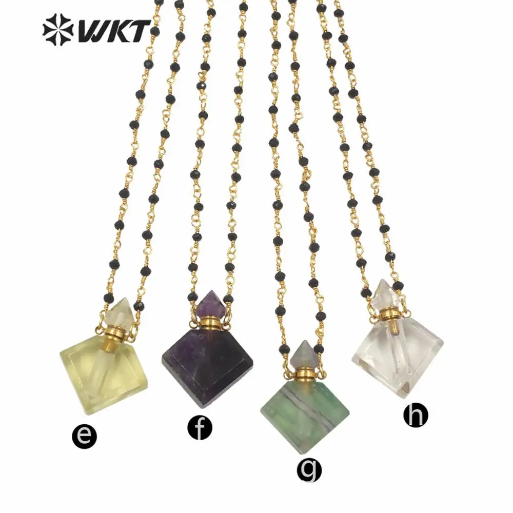 WT-N1229 New Arrivals Women Jewelry Fashion Colorful Natural Stone Rosary Chain Beautiful Perfume Bottle Necklace 18 Inch