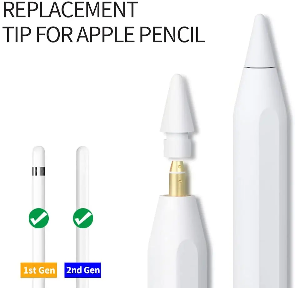 Replacement Tips Compatible For Apple Pencil 2 Gen iPad Pro Pencil Tip - iPencil Nib for iPad Pencil 1 st/Pencil 2 Gen / HB 2B