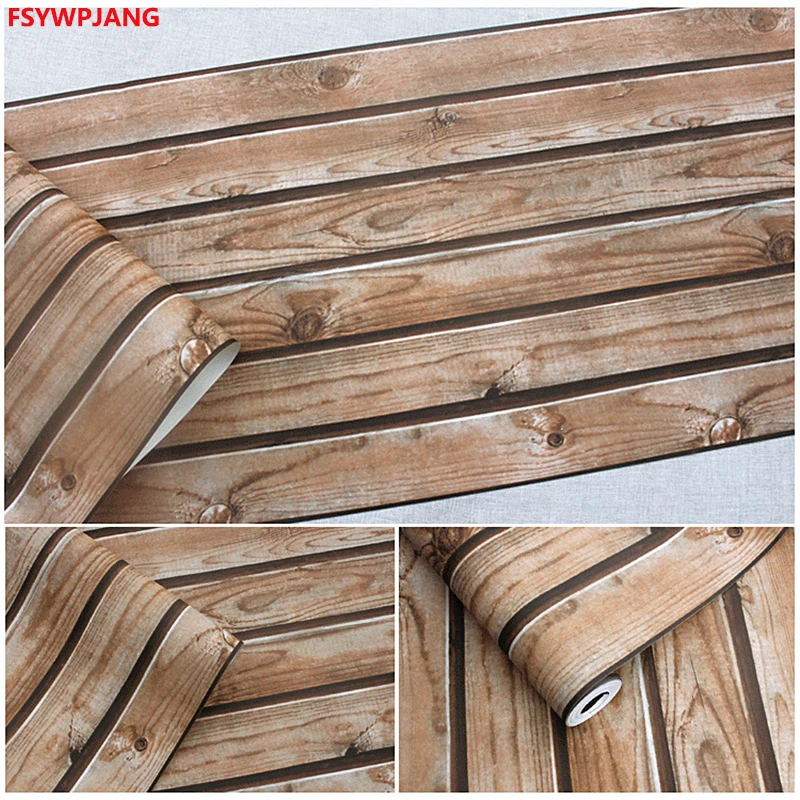 3D Chinese Imitation Wood Grain Wallpaper Original Wood Color Retro Wooden Board Ceiling Loft Ceiling Living Room Wall Stickers