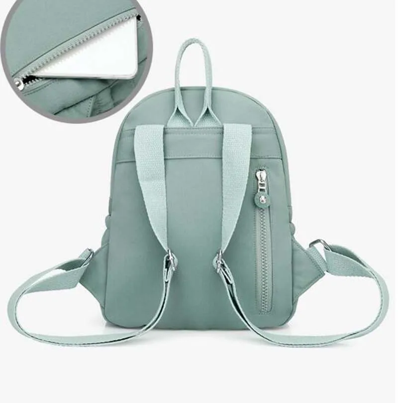 Hot Sale New Fashion High Quality Nylon Backpack Women\'s Casual Light Double Zipper Shoulder Bags School Bag Travel Bags