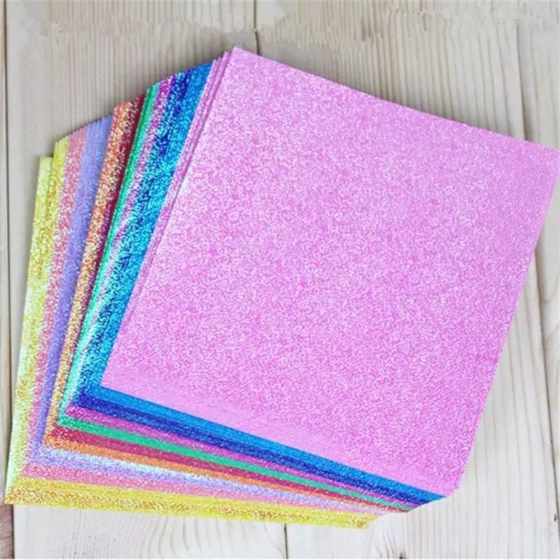 12 Sheets Glitter Origami Paper Cardstock Paper For Craft Gold Powder Sheet Material Glitter Bright Sponge Paper Kindergarten