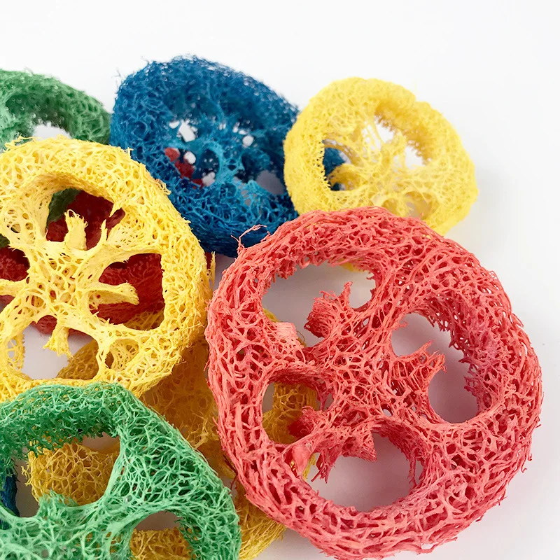 1PC Bunny Hamster Parrot Bird Small Pet Loofah Toy Cleaning Teeth Toy Colorful Molar Toy Pet Rabit Chinchilla Toy Supplies view 2